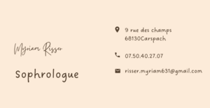Myriam Risser. Sophrologue. Certifiée RNCP Carspach, 